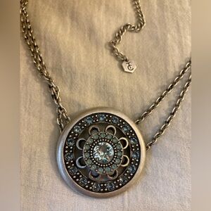 Touchstone Swarovski Crystals Light Blue Medallion Design‎ Pendant Necklace